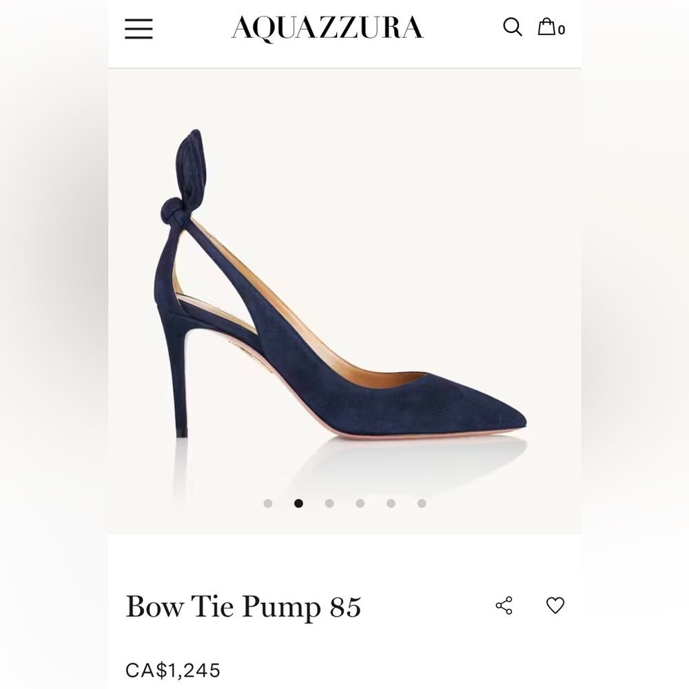 Aquazzura Bow tie pump Navy Blue size 36,5 in 105mm